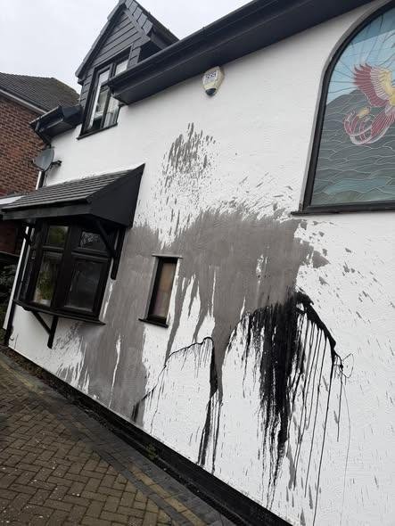 paint thrown at building